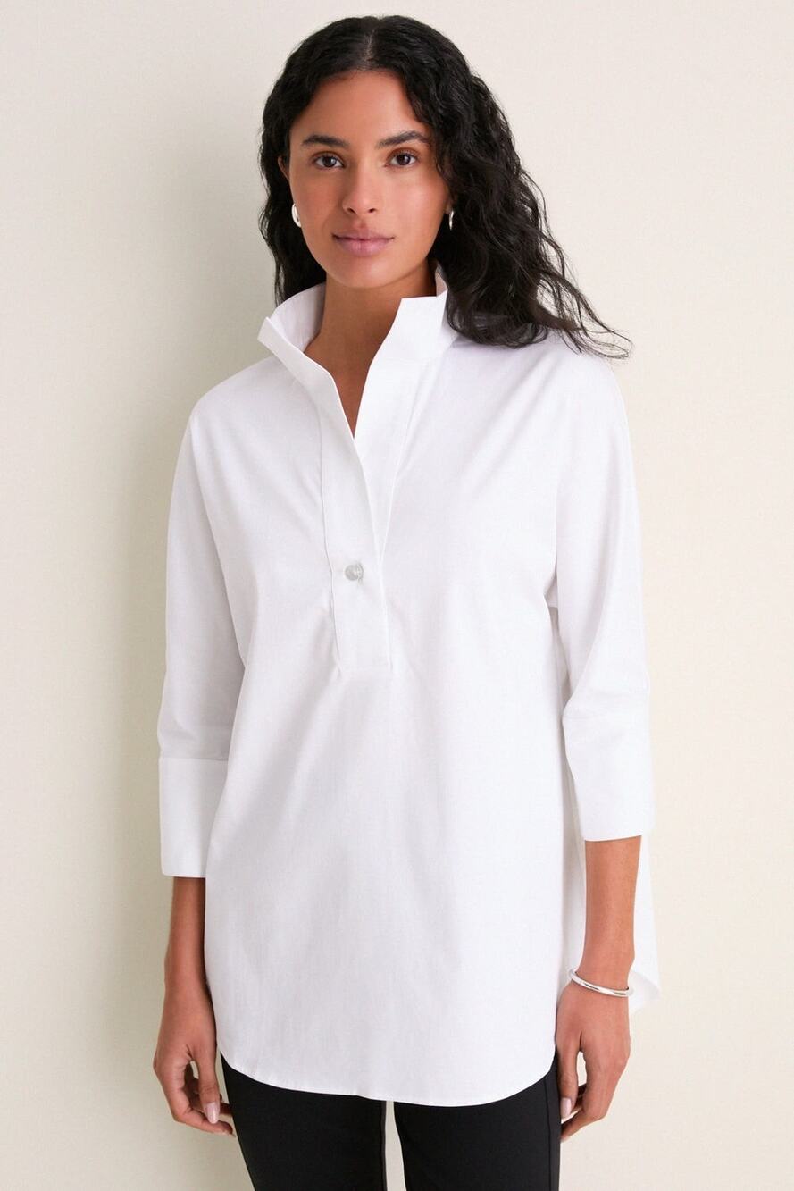 Tuckernuck Willow Blouse Womens S Blanc White Cotton Poplin High Low Tunic